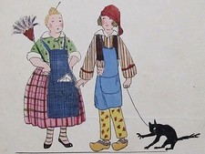 Travestis Mère Michel et Père Lustucru Maggy Monier  Rare pochoir Art-Déco 1925 