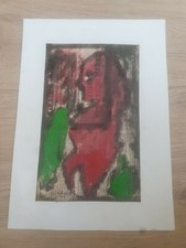 ACRYLIQUE/GOUACHE sur papier journal signe MICHEL CHAPUIS 92 cote benezit 