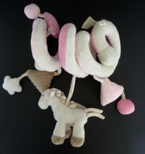 71. Doudou spirale PERICLES Tralala CHEVAL rose blanc beige triangle étoile  TBE