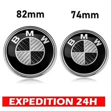 2x BMW Insigne logo capot 82mm + coffre 74mm emblème BMW carbon