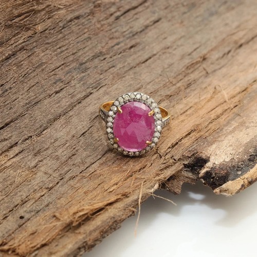 Rubis diamant pavé ring 925 - diamant,