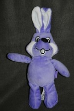 ?Doudou Lapin MILKA Mauve Violet Blanc Yeux brodés Peluche Etat NEUF