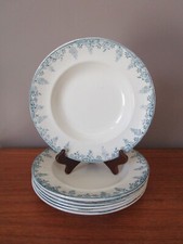 6 Assiettes Creuses  23,5 cm  Longwy modèle Florence décor floral vert foncé