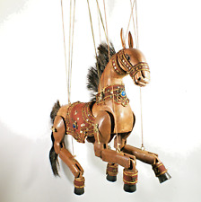 ANCIENNE GRANDE MARIONNETTE DE THEATRE, CHEVAL, bois, crins, Birmanie