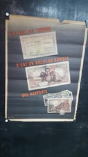 AFFICHE  BONS DU TRESOR / BILLETS DE BANQUE  75X56CM