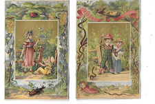 4 Chromos anciens fond or