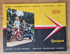 catalogue publicitaire original PEUGEOT VELOMOTEUR SCOOTERS MOTOS TRIS BIMA 1956