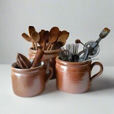 Confit Pot. SET OF THREE . Antique Crock Pots. French Stoneware Crock Pots