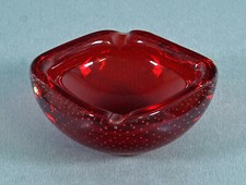 Coupe en verre bullé de Murano cendrier cendrier rouge vintage années 1960