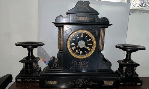 Horloge marbre noir - horloge,