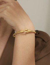 Bracelet Acier Inoxydable Jonc Crochet Croisé Bijoux Femme Métal Doré Or Jaune