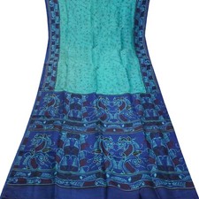 Namaste Ancien Bleu Canard Saris 100% Pure Soie Imprimé Indien 4,57 M Tissus