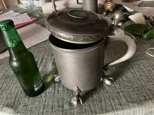 Chope ancienne étain avec - chope, en