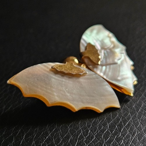 Broche papillon métal doré - , &
