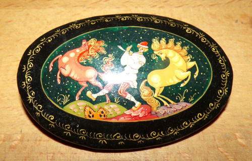 Broche russe bois laqué - en,