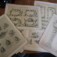 Lot de 8 planches ALBUM DU SCULPTEUR par RORET renaissance louis XIII XIV XV XVI