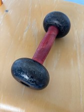 Haltère ancien en fonte et bois – Bté S.G.D.G – objet de collection vintage