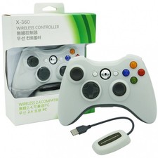 Manette Sans Fil Pour MICROSOFT XBOX 360 / PC Blanc Récepteur USB Sans Câble