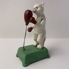 Chat Automate manuel en fonte statue boxeur - 20 cm Jouet Déco