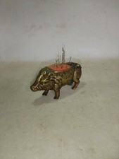 ANCIEN BRONZE ARGENTE SANGLIER PORTE AIGUILLE