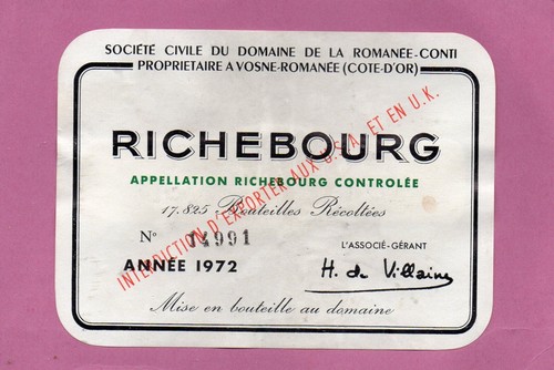 Bourgogne etiquette richebourg - etiquette,
