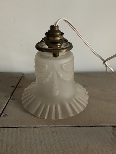 Ancien abat jour verre - verre, givre