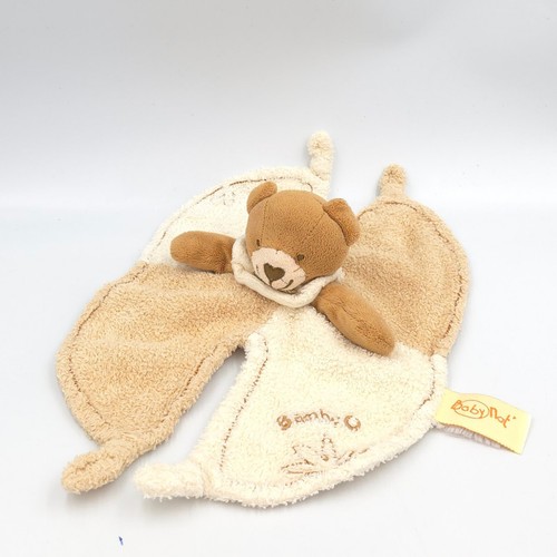 Doudou plat ours beige marron