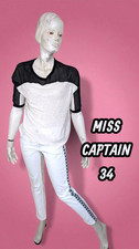 Miss Captain Trend Taille 34 Superbe haut top blouse manches 3/4 écru noir