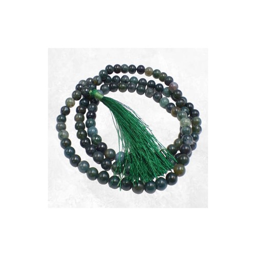 Mala tibétain agate - agate, mousse