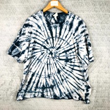 P.E Nation x H&M T-Shirt Homme XL Bleu Blanc Tie-Dye Spirale Logo Streetwear