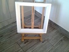 Encadrement Caisse américaine en bois ,Finition Satinée Blanche ,Format carré