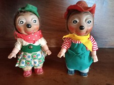 2x MECKI FIPPS Hérisson CELLULOÏD Jadinière Jardinière Jouet TANZPÜPPCHEN ca1960