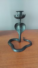 Vintage Art Nouveau Style Snake Cobra Candleholder Painted Solid Bronze Cobras 