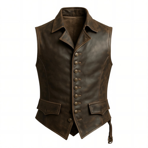 Men pirate leather vest - vest, –