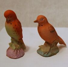 Pair Vintage Ceramic Red Bird