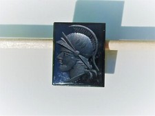 BELLE INTAILLE GUERRIER ANCIENNE en PIERRE NOIRE ONYX pour BAGUE ou PENDENTIF