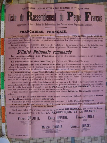 Affiche 1951 rpf rassemblement - affiche,