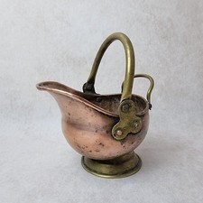 Petit Seau Ancien en Cuivre et Laiton – Décoration de Cheminée