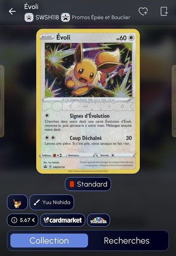 Carte pokémon evoli - carte,
