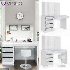 Coiffeuse Vicco Sherry blanche, table de maquillage, 5 tiroirs, commode
