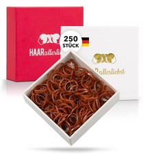 Lot de 250 élastiques pour cheveux - Marron - 1 cm - Avec boîte de rangement ...