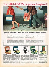 PUBLICITE ADVERTISING  1958    MELOVOX   éléctrophone tourne- disque