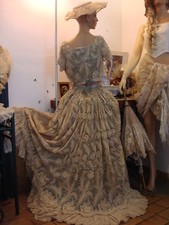 ENSEMBLE JUPE ET CORSET VICTORIEN AUTHENTIQUE  ROBE DE MARIEE FIANÇAILLES NOEL T