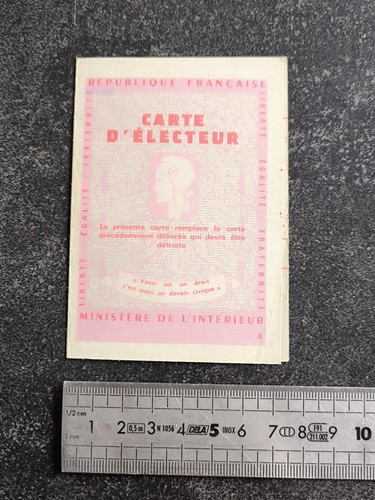 Ancienne carte électeur - ancienne, d'Électeur