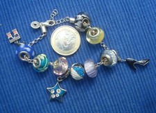 B31 TB Bracelet Breloque Perle Verre Argent Massif 925 Paris Lot Bijou