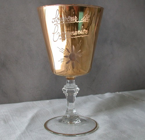 Communion verre gravé dorure - gravé,