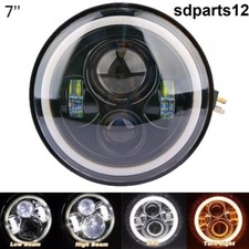 Phare LED Rond 60W 7" Feu de Route Croisement Diurne DRL Angel Eye Moto 4x4 VTT