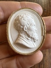 Profil Plâtre Sculpté Homme Souvenir du Grand Tour Médaillon