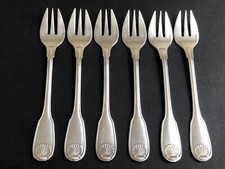 6 FOURCHETTES A HUITRE signées CHRISTOFLE modèle VENDOME COQUILLE métal argenté