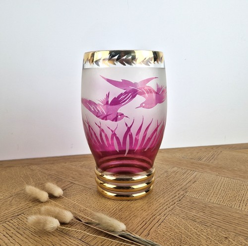 Vase verre dépoli vintage-